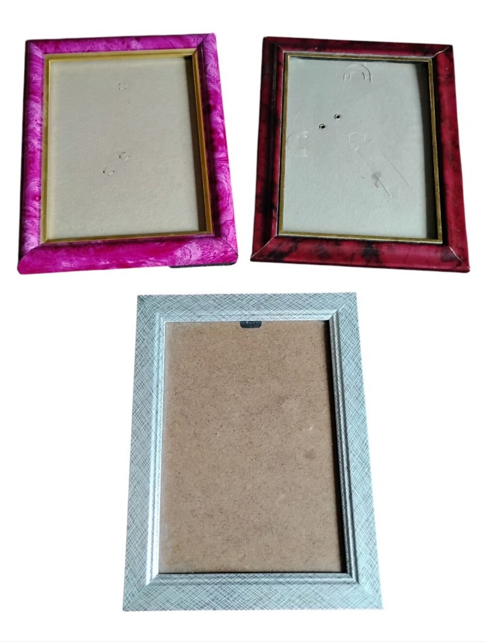 Photo Frames (Set of 3), 5" x 7", Easel Stands, Glass Panes, Pre-owned